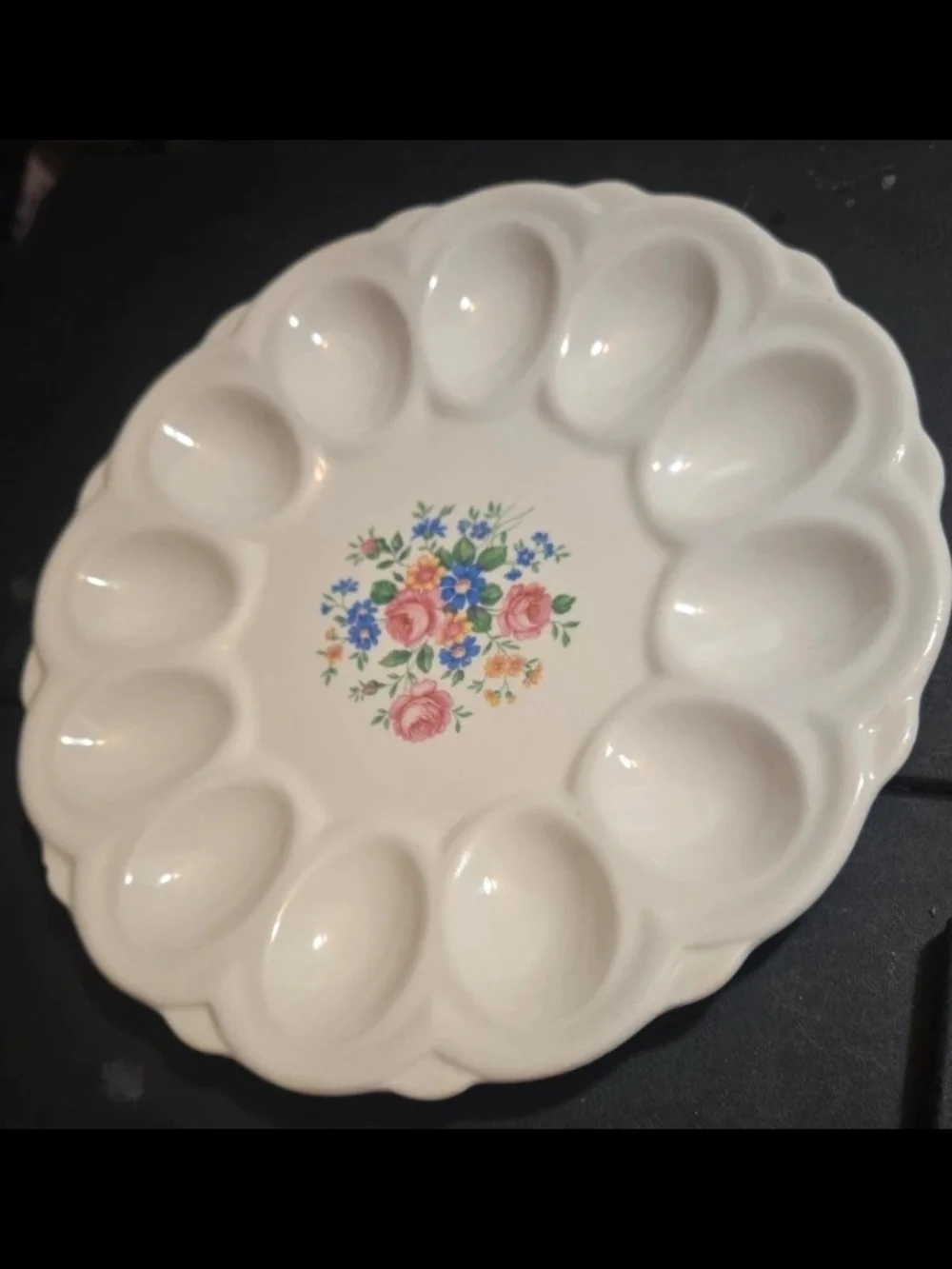 Vintage 1940s E&R American Artware Deviled Egg Plate Floral